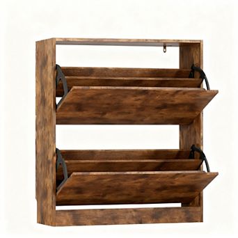 2-Drawer Flip Shoe Cabinet for Entryway: Slim, Space-Saving, Adjustable Storage