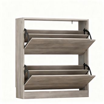 2-Drawer Flip Shoe Cabinet for Entryway: Slim, Space-Saving, Adjustable Storage