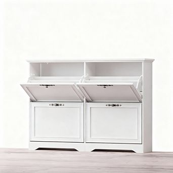 Large Shoe Cabinet with 4 Flip Drawers for Entryway