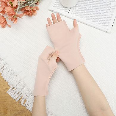 Women's Fingerless Fleece Gloves Warm Wrist Cover Short Arm Warmers
