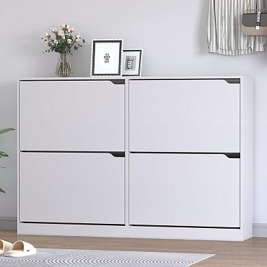 4-Drawer Slim Shoe Cabinet for Entryways: Adjustable Panels, Durable, Easy Assembly