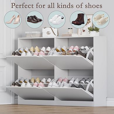 4-Drawer Slim Shoe Cabinet for Entryways: Adjustable Panels, Durable, Easy Assembly