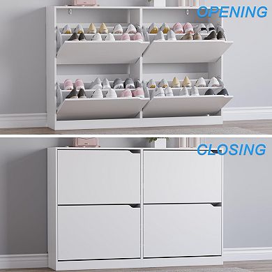 4-Drawer Slim Shoe Cabinet for Entryways: Adjustable Panels, Durable, Easy Assembly