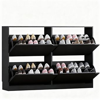 4-Drawer Slim Shoe Cabinet for Entryways: Adjustable Panels, Durable, Easy Assembly