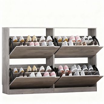 4-Drawer Slim Shoe Cabinet for Entryways: Adjustable Panels, Durable, Easy Assembly