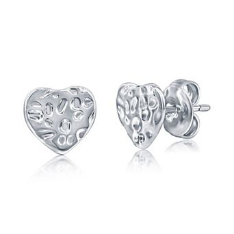 Textured Heart Stud Earrings
