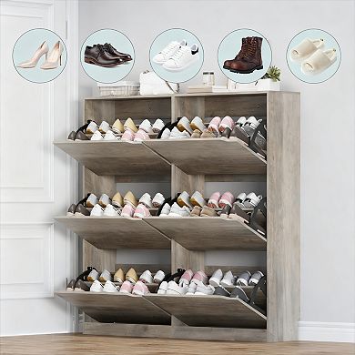 6-Drawer Flip Shoe Cabinet for Entryway: Space-Saving, Adjustable, Durable
