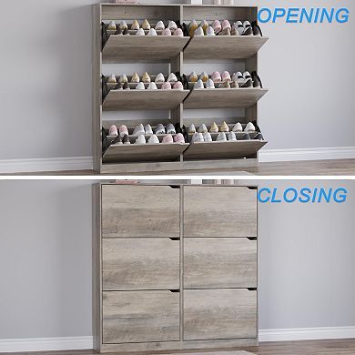 6-Drawer Flip Shoe Cabinet for Entryway: Space-Saving, Adjustable, Durable