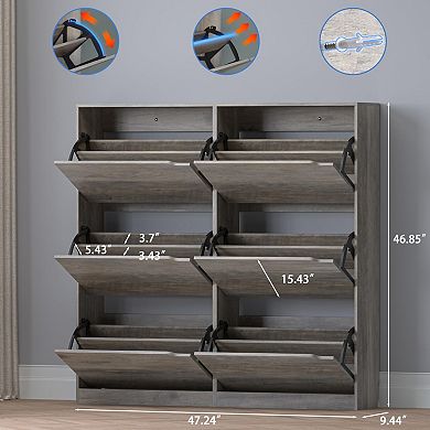 6-Drawer Flip Shoe Cabinet for Entryway: Space-Saving, Adjustable, Durable