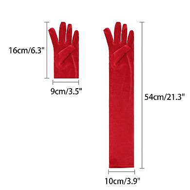 Women's Long Velvet Gloves Full Fingers Opera Glove for Evening Party