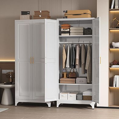 Adjustable Shelves Metal Wardrobe Cabinet for Bedroom, Office, Laundry