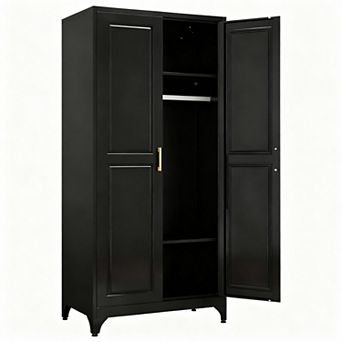 Adjustable Shelves Metal Wardrobe Cabinet for Bedroom, Office, Laundry