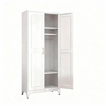 Adjustable Shelves Metal Wardrobe Cabinet for Bedroom, Office, Laundry
