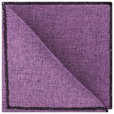 Men's Pocket Square Linen Textured Woven Handkerchiefs with Trim for Wedding Party