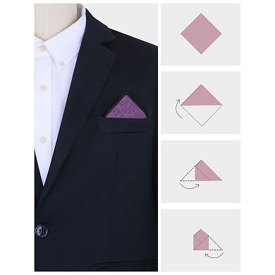 Men's Pocket Square Linen Textured Woven Handkerchiefs with Trim for Wedding Party
