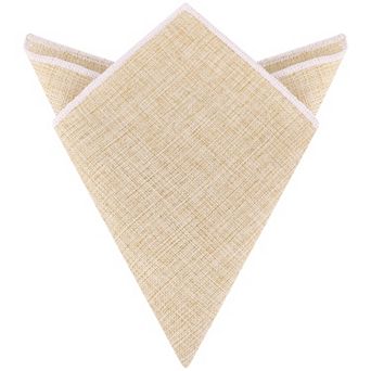 Men's Pocket Square Linen Textured Woven Handkerchiefs with Trim for Wedding Party