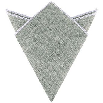 Men's Pocket Square Linen Textured Woven Handkerchiefs with Trim for Wedding Party
