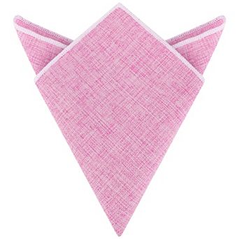 Men's Pocket Square Linen Textured Woven Handkerchiefs with Trim for Wedding Party