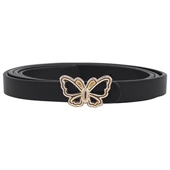 Women's Reversible Belts Extra Skinny Thin Belt Butterfly Waistband for Dress