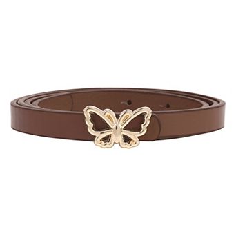 Women's Reversible Belts Extra Skinny Thin Belt Butterfly Waistband for Dress