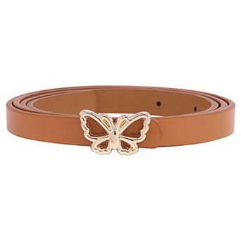 Women's Reversible Belts Extra Skinny Thin Belt Butterfly Waistband for Dress