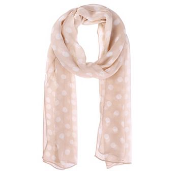 Women's Retro Polka Dots Chiffon Scarf Soft Sheer Long Head Wrap Shawl Scarves for All Season