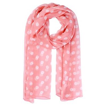 Women's Retro Polka Dots Chiffon Scarf Soft Sheer Long Head Wrap Shawl Scarves for All Season