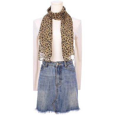 Women's Leopard Printed Chiffon Scarves Long Lightweight Soft Sheer Neck Scarf