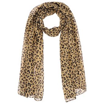 Women's Leopard Printed Chiffon Scarves Long Lightweight Soft Sheer Neck Scarf