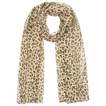 Women's Leopard Printed Chiffon Scarves Long Lightweight Soft Sheer Neck Scarf
