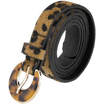 Women's Leopard Printed Belts 0.7 Width Faux Fur Leather Waistband for Jeans Pants Dresses