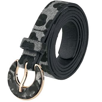 Women's Leopard Printed Belts 0.7 Width Faux Fur Leather Waistband for Jeans Pants Dresses