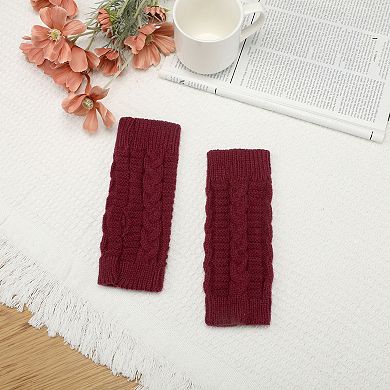 Women's Short Arm Warmers Knitted Autumn Winter Fingerless Knit Gloves 1 Pair
