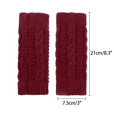 Women's Short Arm Warmers Knitted Autumn Winter Fingerless Knit Gloves 1 Pair