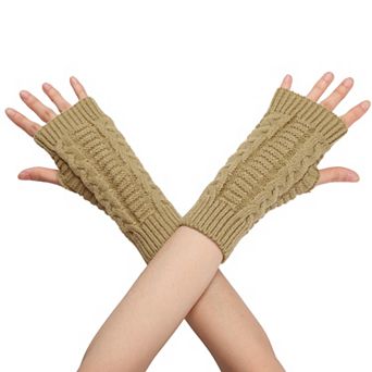 Women's Short Arm Warmers Knitted Autumn Winter Fingerless Knit Gloves 1 Pair