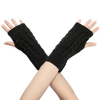 Women's Short Arm Warmers Knitted Autumn Winter Fingerless Knit Gloves 1 Pair