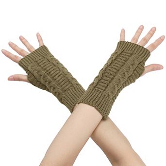 Women's Short Arm Warmers Knitted Autumn Winter Fingerless Knit Gloves 1 Pair