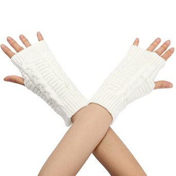 Women's Short Arm Warmers Knitted Autumn Winter Fingerless Knit Gloves 1 Pair