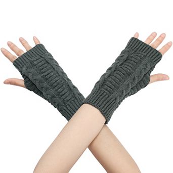 Women's Short Arm Warmers Knitted Autumn Winter Fingerless Knit Gloves 1 Pair