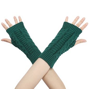 Women's Short Arm Warmers Knitted Autumn Winter Fingerless Knit Gloves 1 Pair