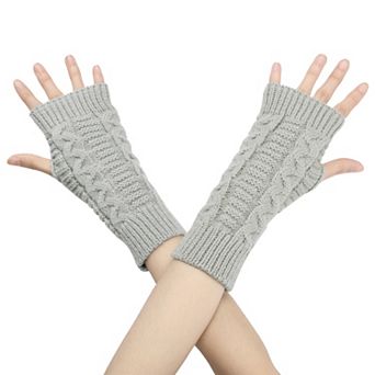 Women's Short Arm Warmers Knitted Autumn Winter Fingerless Knit Gloves 1 Pair