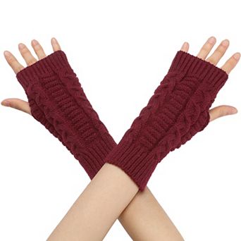 Women's Short Arm Warmers Knitted Autumn Winter Fingerless Knit Gloves 1 Pair