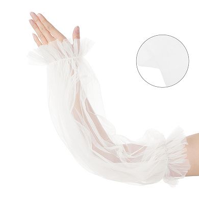 Women's Tulle Transparent Thin Sheer Large Lantern Sleeve for Prom Wedding