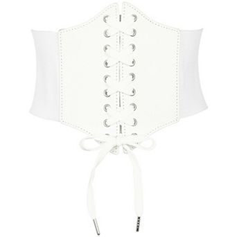 Women's Elastic Wide Corset Belts Vintage Lace-up Tied Cinch Waspie Waist Belt for Dresses