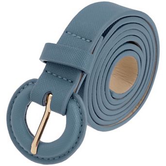 Women's Textured Belts Causal Waistband with Round Buckle for Jeans Dresses