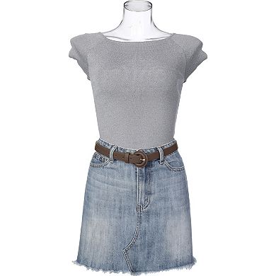 Women's Textured Belts Causal Waistband with Round Buckle for Jeans Dresses