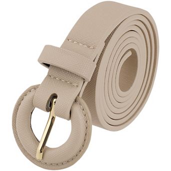 Women's Textured Belts Causal Waistband with Round Buckle for Jeans Dresses