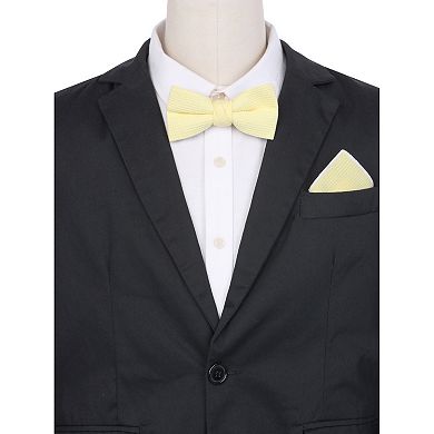 Men's Pocket Square Set Necktie Thick Pre-Tied Bow Ties Sets for Party