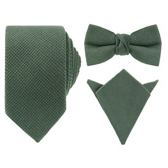 Men's Pocket Square Set Necktie Thick Pre-Tied Bow Ties Sets for Party