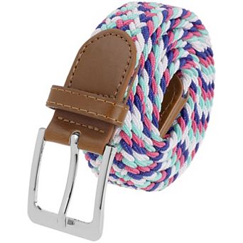 Unisex Braided Stretch Belts Multicolored Elastic Woven Golf Jean Belt Waistband for Women